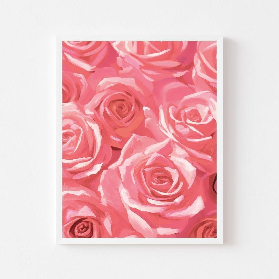 Abstract Pink Roses Painting Girly Valentine'S Day Wall Art Print Girl ...