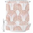 thumbnail image 1 of Abstract Pink Semicircle Stripes Fabric Shower Curtain Modern Art Washable Shower Curtains for Bathroom, Waterproof Bath Curtain with Hooks Home Decor 72x84in, 1 of 8