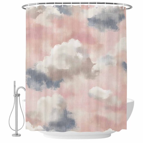 Abstract Pink Sky Cloud Fabric Shower Curtain Modern Art Washable Shower Curtains for Bathroom, Waterproof Bath Curtain with Hooks Home Decor 72x72in