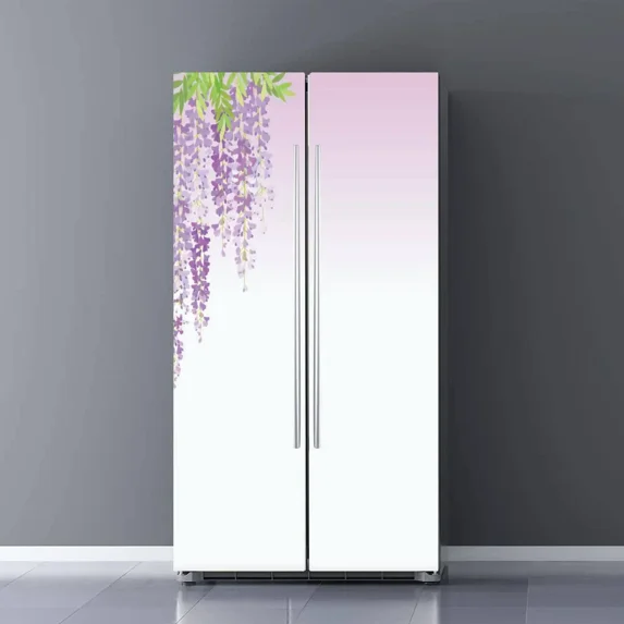 Abstract Pink Violet Refrigerator Wrap Self Adhesive Watercolor