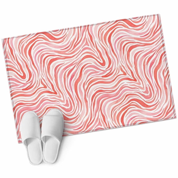 Abstract Pink Waves Area Rug, Art Boho Marble Swirls Rhythmic Curves Rectangular Non-Slip Absorbent Washable Area Rug Felt Rubber Backing Indoor Carpet for Bedroom Living Room 2x3ft