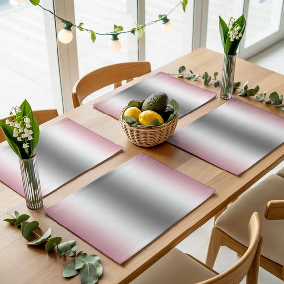 Abstract Pink White Gray Gradient Placemats Set of 4,Wipeable Washable Table Mats for Dining Tables, Minimalist Ombre Art Place Mats for Kitchen Event Party Tabletop Decor