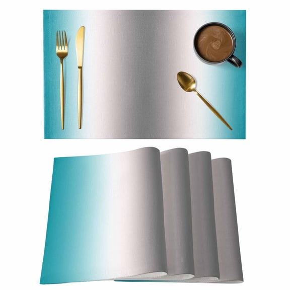 Abstract Placemats Set of 1, Water Duck Green Gray Gradient Ombre Non-Slip Place Mats Washable Table Mats for Kitchen Dining Table Decorations Indoor/Outdoor