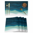 thumbnail image 1 of Abstract Placemats Set of 12, Water Duck Green Gradient Ocean Waves Non-Slip Place Mats Washable Table Mats for Kitchen Dining Table Decorations Indoor/Outdoor, 1 of 9