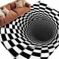 thumbnail image 1 of Abstract Plaid 5'x7' Area Rugs Black White Checkered Spiral Illusion Tunnel Interior Washable Area Rugs Non-Slip Indoor Floor Mats Carpet for Living Room Bedroom Dining Room, 1 of 9