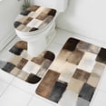 thumbnail image 1 of Abstract Plaid Bathroom Rugs Set Brown Distressed Color Block Modern Oil Painting Non Slip Absorbent Soft Bath Mats 3 Piece Set with Bathroom Rug, U-Shaped Floor Mat, Toilet Seat Cover Small Size, 1 of 9