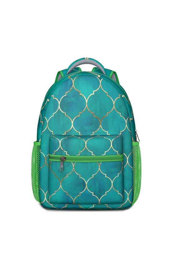 Abstract Plaid Lightweight Backpack with Striped and Checkered Fusion, Perfect for Elementary Students’ School, Travel, and Outdoor Activities