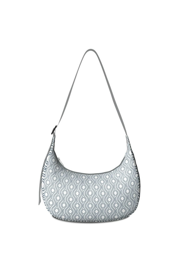 Abstract Plaid Pattern Nylon Shoulder Bag for Women, Colorful Checkered Crossbody Tote, Lightweight Water-Resistant Hobo Purse with Moroccan Geometric Print