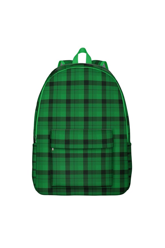 Abstract Plaid Pattern School Backpack, Retro Checkered Print Daypack with Colorful Geometric Design for Daily Use