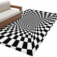 thumbnail image 1 of Abstract Plaid Washable Area Rug 4 x 6 ft Black White Checkerboard Geometric 3D Pattern Endless, Soft Non Slip Rugs Stain Repellent Indoor Felt Carpet for Living Dining Room Bedroom Home Office, 1 of 9
