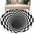 thumbnail image 1 of Abstract Plaid Washable Round Area Rug 6 ft, Black White Checkered Spiral Illusion Tunnel Interior, Soft Non Slip Rugs Stain Repellent Indoor Felt Carpet for Living Dining Room Bedroom Home Office, 1 of 9