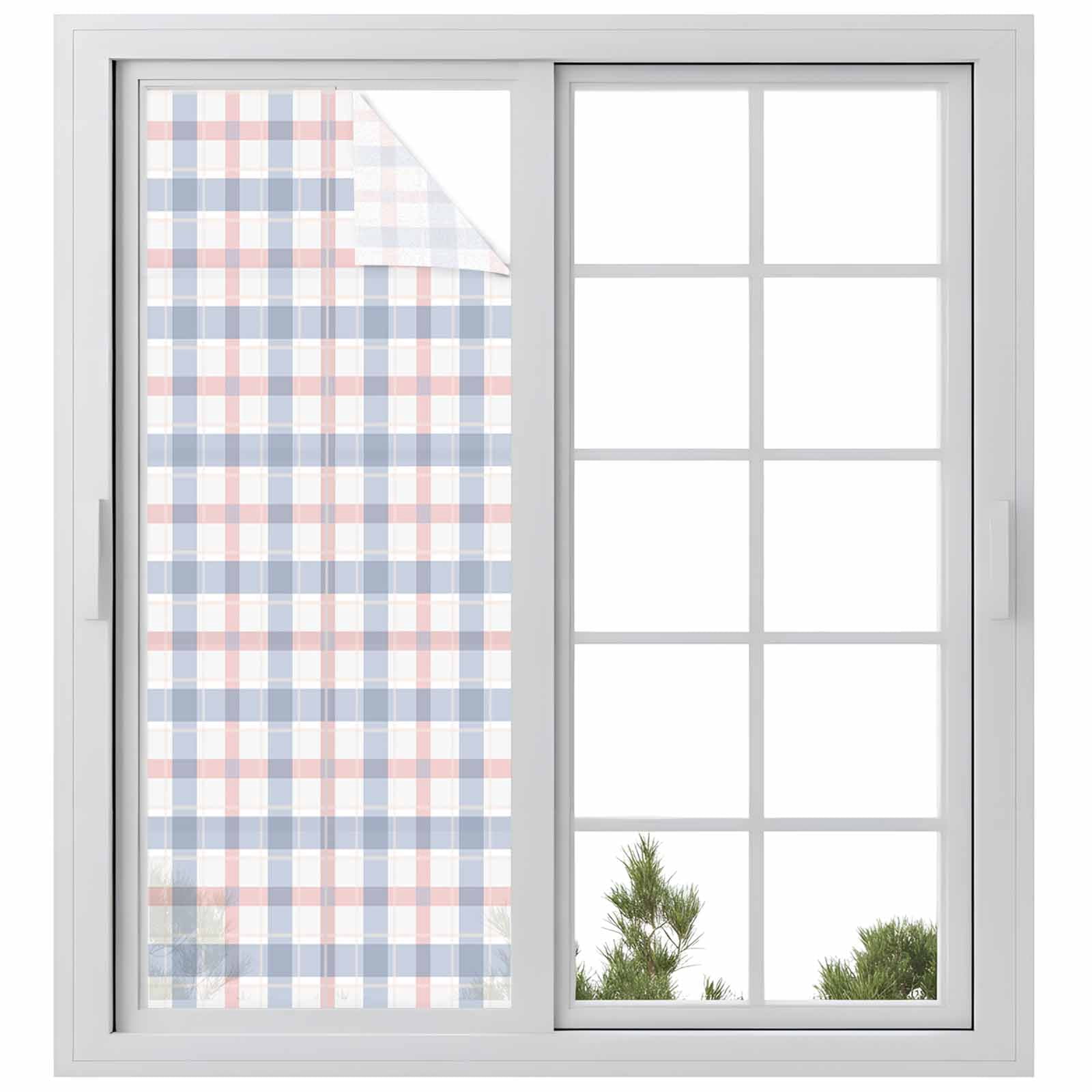 Abstract Plaid, Window Privacy Film, Minimalistic Multi Colors Country ...