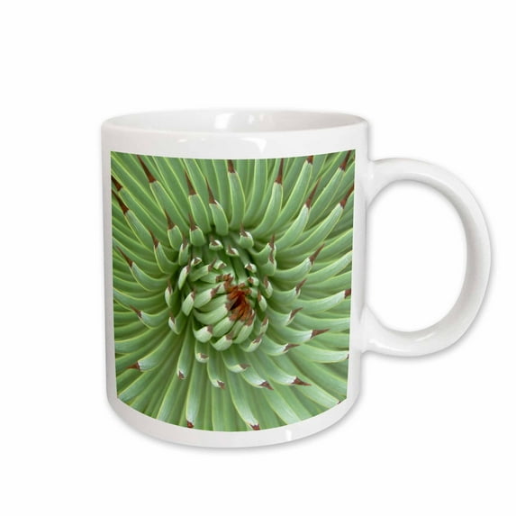 3drose, Abstract Plant Close-up - Green Spiky Leaves Macro Photography, 15oz Mug