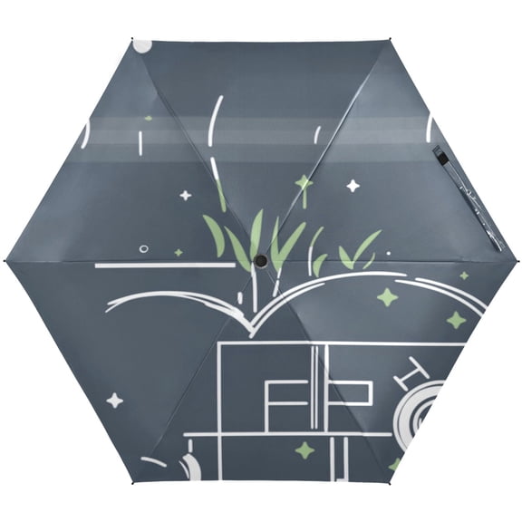 Abstract Plant Growth Umbrellas for Sun Auto Open Close UV50+ Waterproof 5-Fold Compact Fiberglass Frame