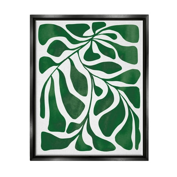 Abstract Plant Leaf Shapes Botanical & Floral Graphic Art Jet Black Framed Art Print Wall Art
