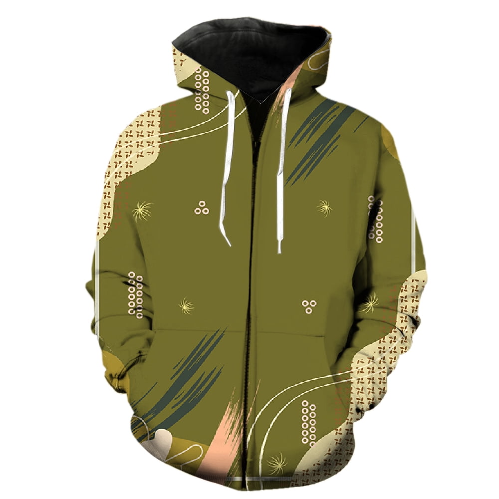 Abstract Plant Leaves Men's Zipper Hoodie Streetwear Hip Hop Harajuku ...
