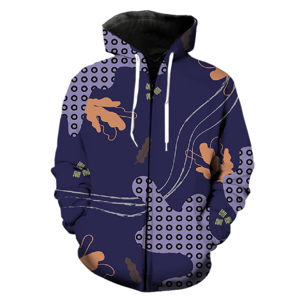 Abstract Plant Leaves Men's Zipper Hoodie Streetwear Hip Hop Harajuku ...