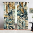 thumbnail image 1 of Abstract Plant Leaves Window Curtain Panels, Yellow Blue Gradient Lines Room Darkening Blackout Curtain, Thermal Insulated Window Drapes For Bedroom 38"W x 45"L (Pack of 2), 1 of 6