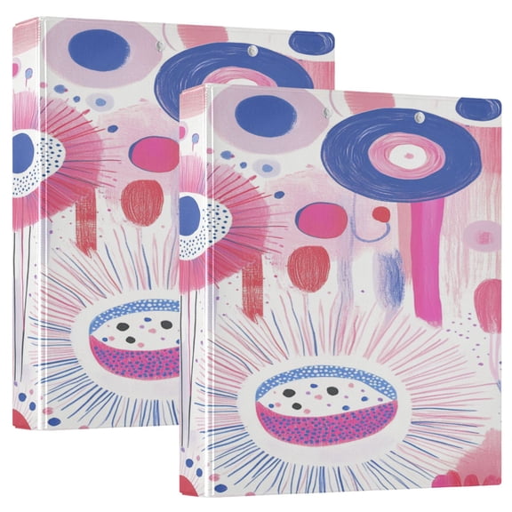 Abstract Plant Pattern 12.4x10.6in PVC Round Ring Binder, D-Ring 3-Hole, Metal Clip, 200 Sheets