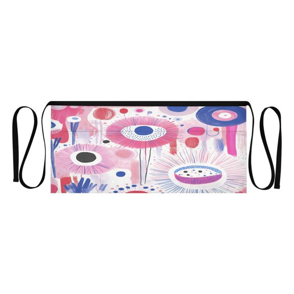 Abstract Plant Pattern Multi Pocket Short Apron Waterproof, Adjustable 96.5in Belt for various occasions