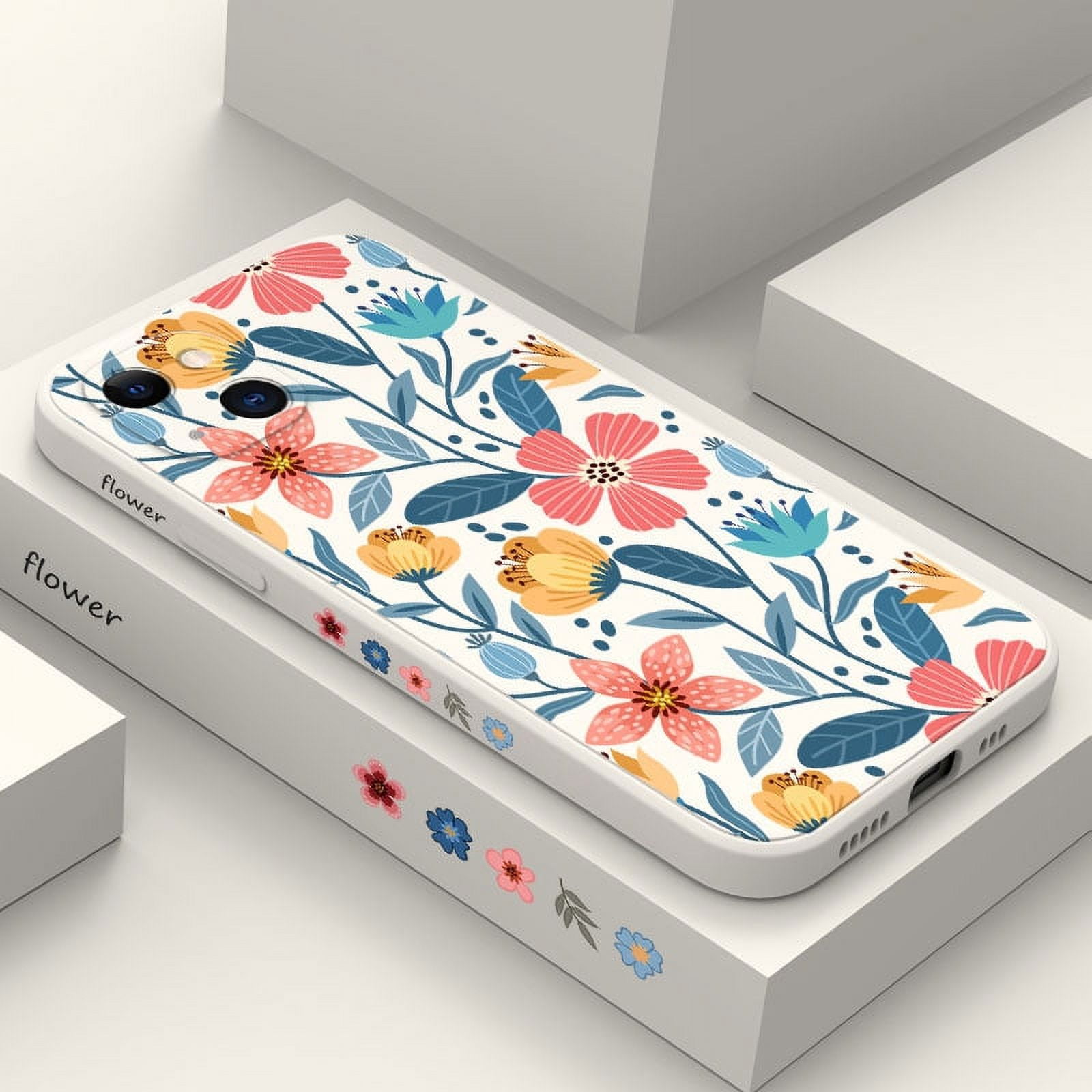 Abstract Plants Flower Silicone Phone Case for iPhone 14 Pro Max