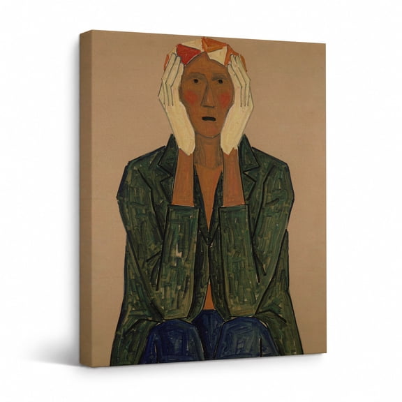 Abstract Portrait Canvas Wall Art, Expressionist Figure Painting, Modern Figurative Wall Decor for Living Room Bedroom Office 18"*24"