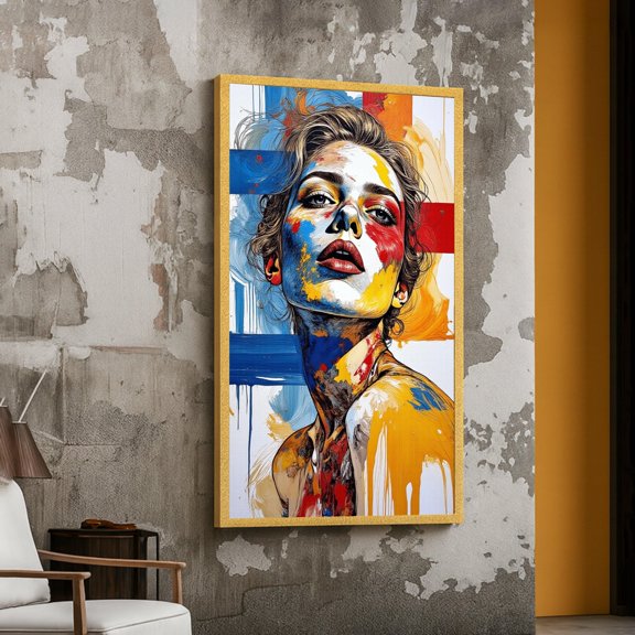 Abstract Portrait Female Face Expressionist Contemporary Home Decoration Poster , Poster Print Only