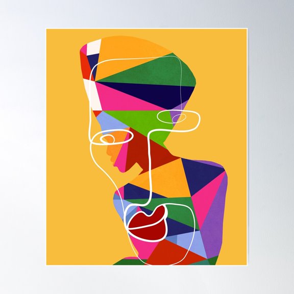 Abstract Portrait Geometry 3 Poster Wall Art, Modern Wall Decor For Living Room Bedroom, 8x12 UNFRAMED