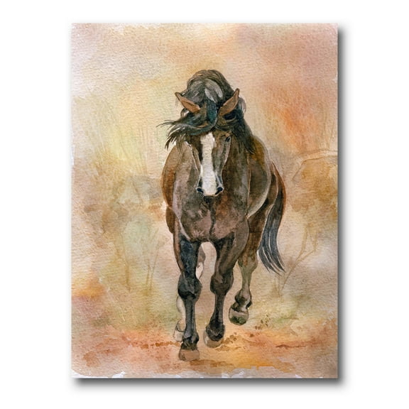 Abstract Portrait Of Beautiful Chestnut Horse I 12 in x 8 in Painting Canvas Art Print, by Designart