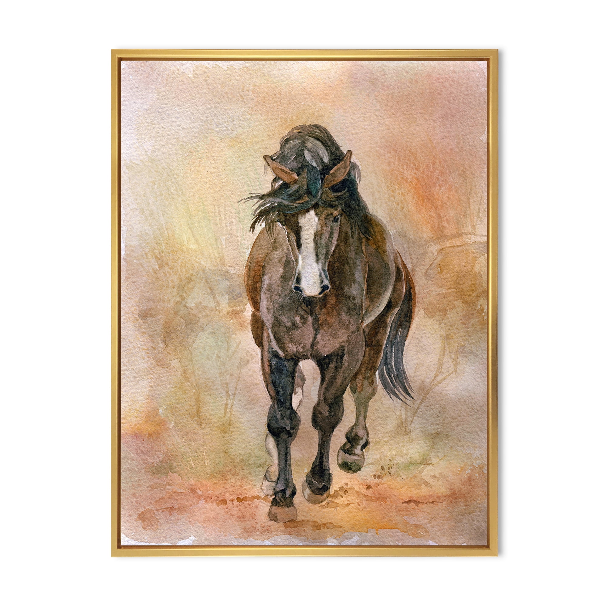 Abstract Portrait Of Beautiful Chestnut Horse I 30 in x 40 in Framed Painting Canvas Art Print, by Designart
