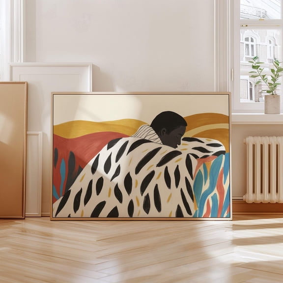 Abstract Portrait Print Minimalist Earth Tones Illustration