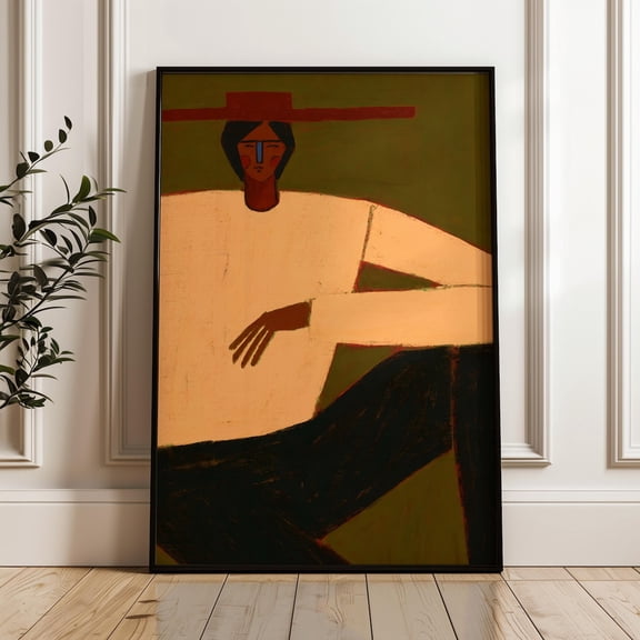 Abstract Portrait Whimsical Primitive Modern Folk Art Print