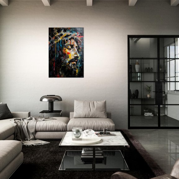 Abstract Portrait of Jesus Christ Modern Christian Faith Painting Religious Artwork Wall Decor Size 24x36, Unframed Poster