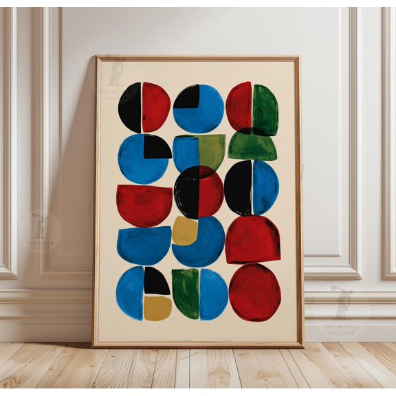Abstract Poster Geometric Circle Pattern Illustration Color Block Wall Art Modern Minimal