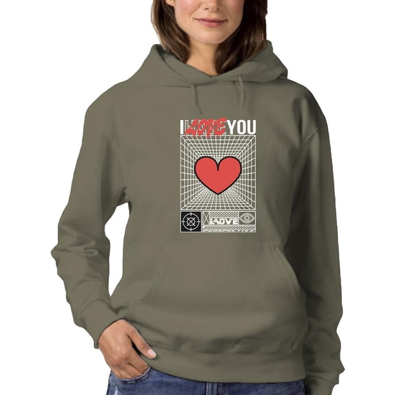 Abstract Poster I Love You Hoodie Women -Image by Shutterstock, Female Small