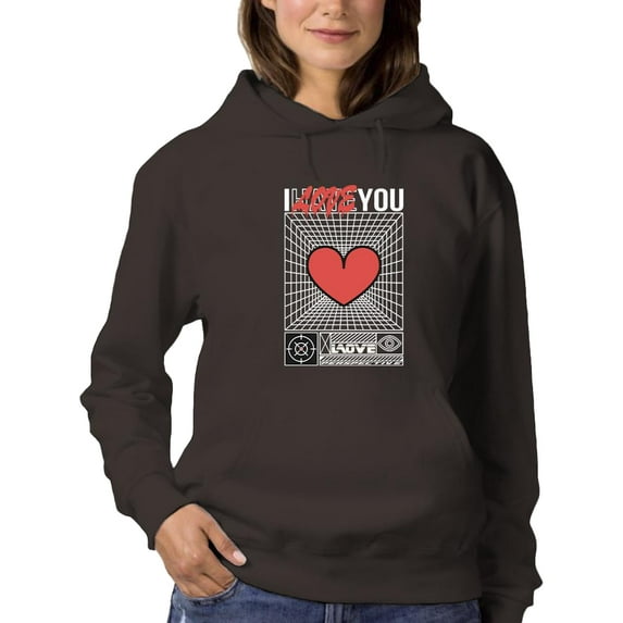 Abstract Poster I Love You Hoodie Women -Image by Shutterstock, Female x-Large