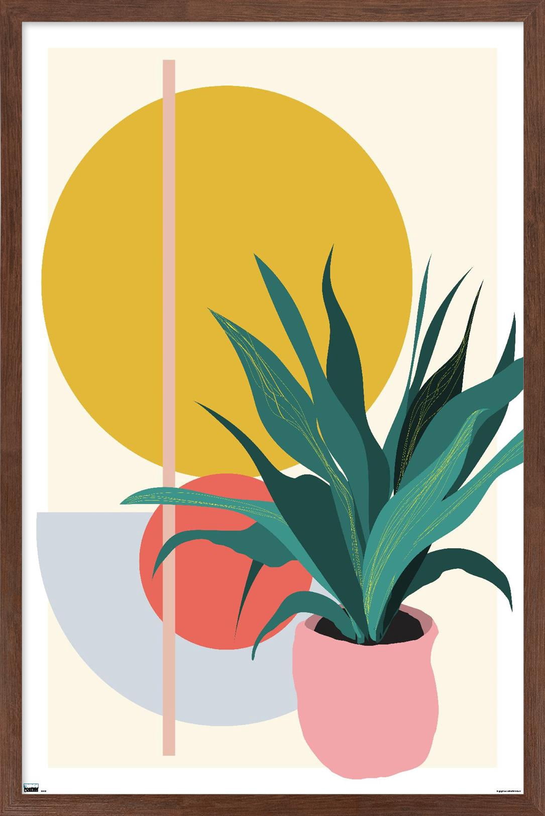 Abstract Potted Plant Wall Poster, 14.725" x 22.375" Framed