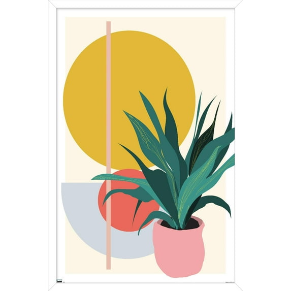 Abstract Potted Plant Wall Poster, 22.375" x 34" Framed
