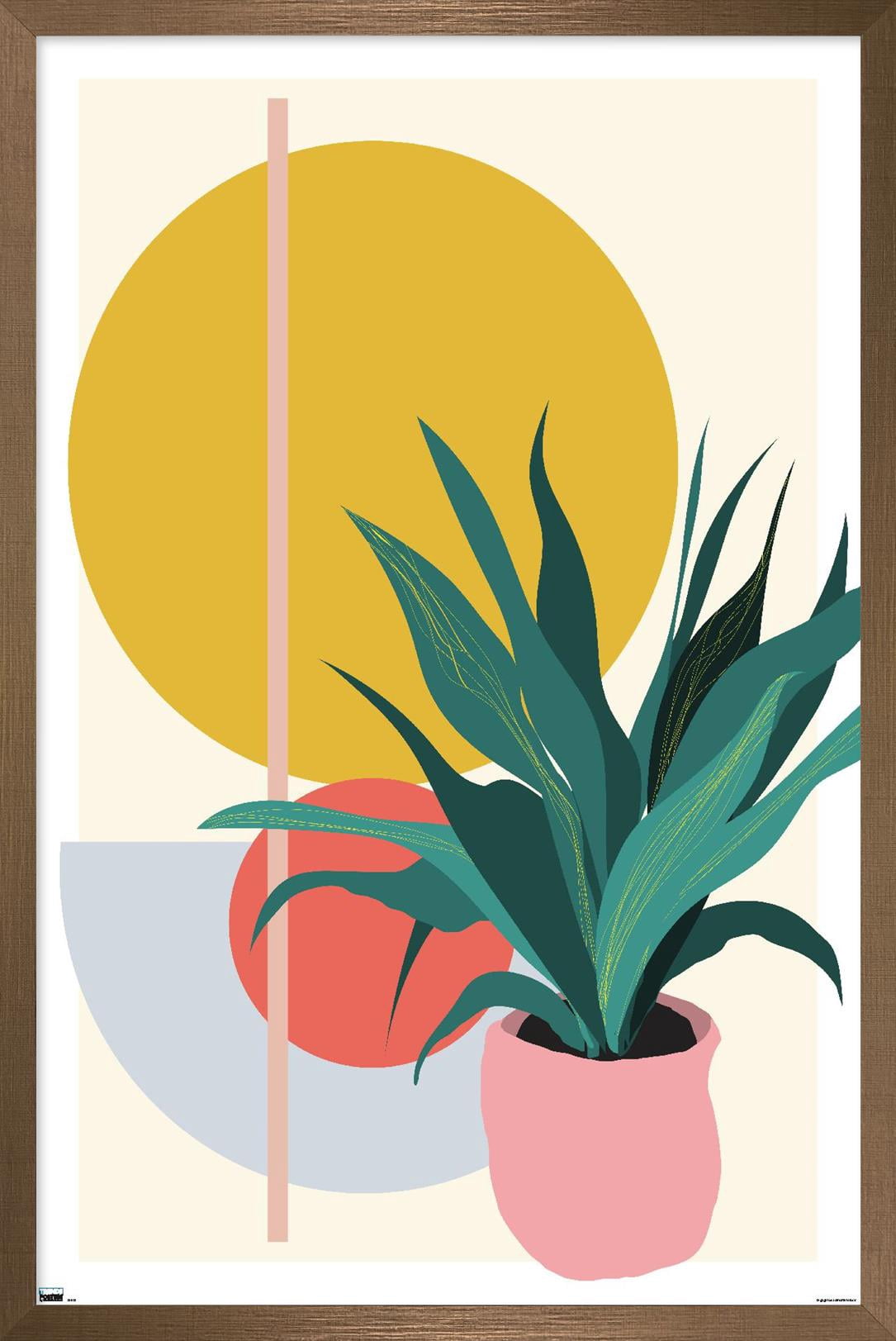 Abstract Potted Plant Wall Poster, 22.375" x 34" Framed