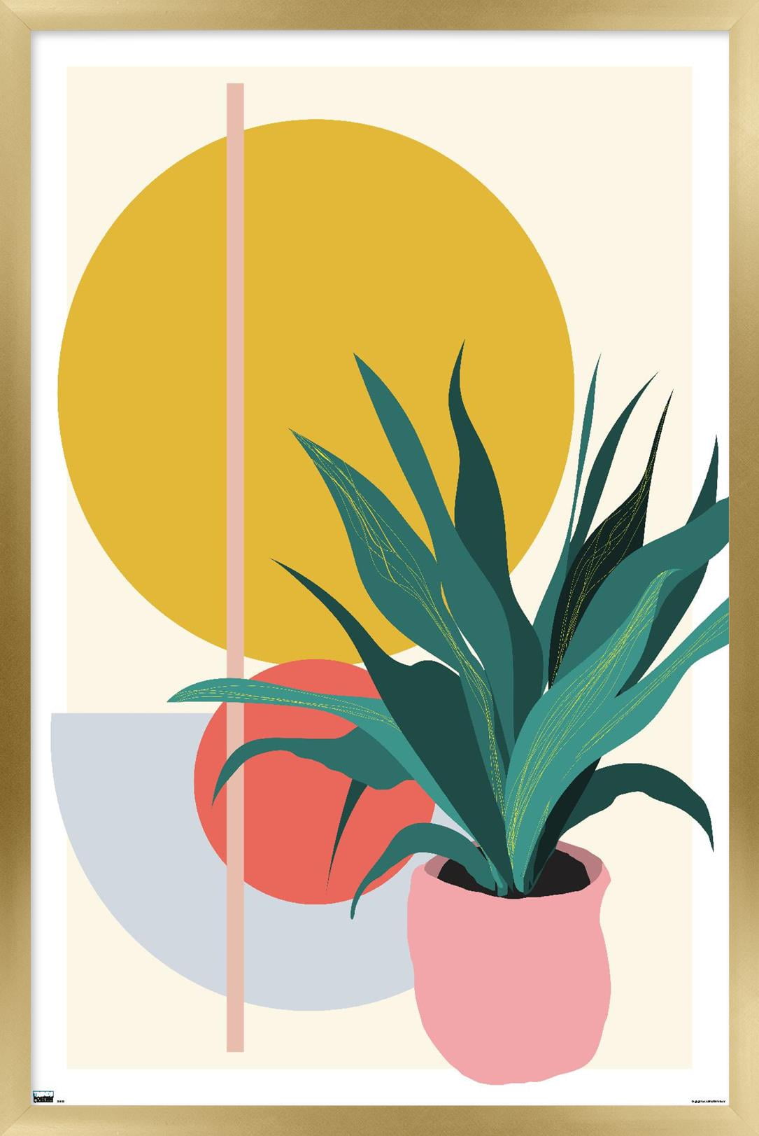 Abstract Potted Plant Wall Poster, 22.375" x 34" Framed