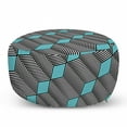 thumbnail image 1 of Abstract Pouf Cover with Zipper, Modern Print of Diagonal Zigzags and Diamond Shapes, Soft Decorative Fabric Unstuffed Case, 30" W X 17.3" L, Seafoam Grey, by Ambesonne, 1 of 3