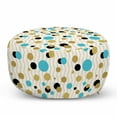 thumbnail image 1 of Abstract Pouf Cover with Zipper, Trippy Geometric Circles Dotted Yellow Rounds on Zig Zag Lines Background Art Print, Soft Decorative Fabric Unstuffed Case, 30" W X 17.3" L, Aqua, by Ambesonne, 1 of 3