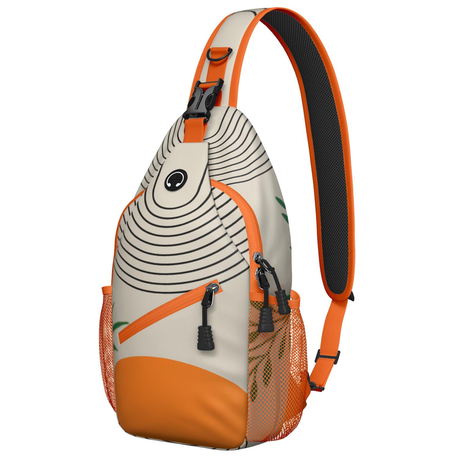Abstract Print Crossbody Sling Bag Anti-Theft Travel Chest Backpack for Hiking, Biking & Commuting Spacious & Durable Boho Chic Bag