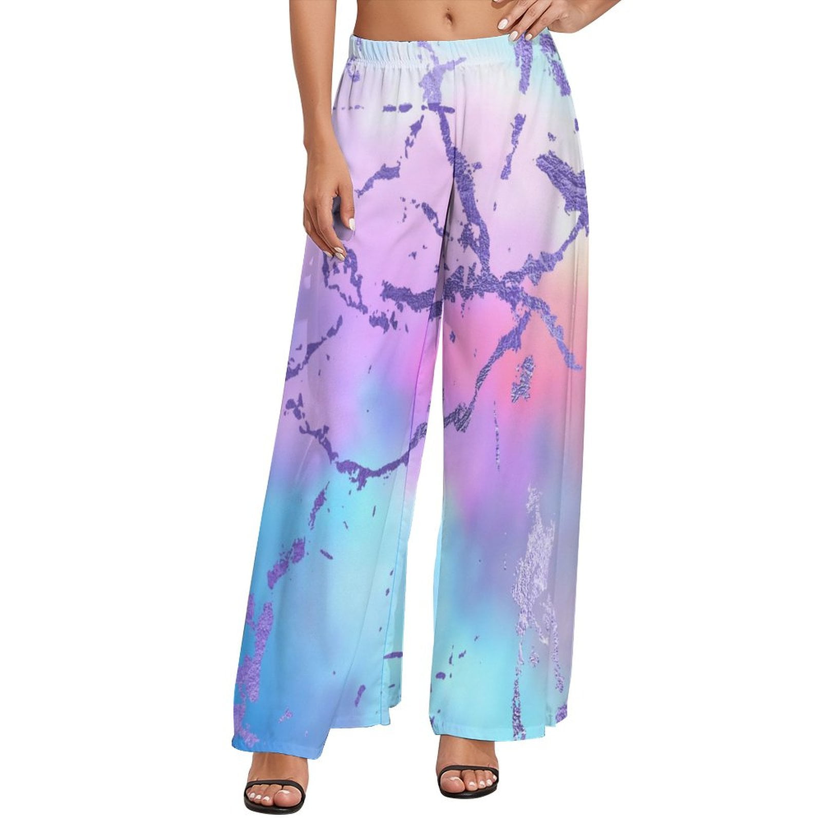 Abstract Print Pants Modern Colorful Paint Streetwear Straight Wide
