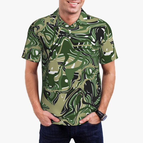 Abstract Print Polo Shirts Pastel Casual Shirt Date Street Style T-Shirts Male Short Slee