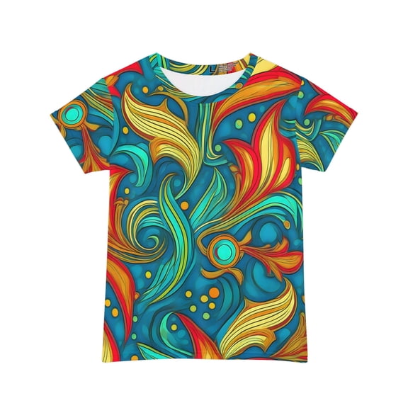 Abstract Print Women Poly Span T-Shirt 011