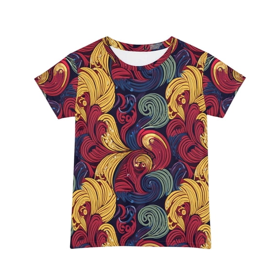 Abstract Print Women Poly Span T-Shirt 026