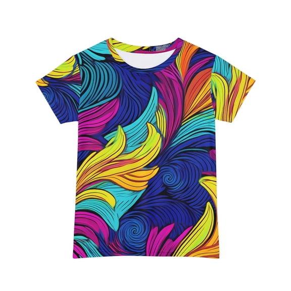 Abstract Print Women Poly Span T-Shirt 08