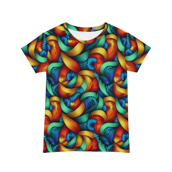 Abstract Print Women Poly Span T-Shirt 017