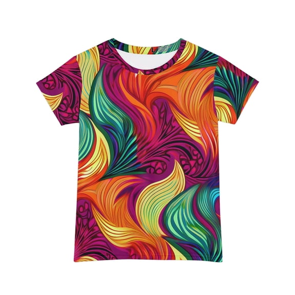 Abstract Print Women Poly Span T-Shirt 07